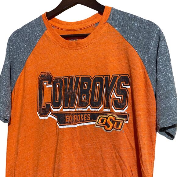 Oklahoma State University OSU cowboys orange and gray raglan shirt - medium - Picture 3 of 5